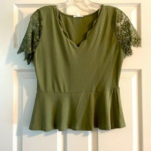 Sage green peplum Buckle shirt
